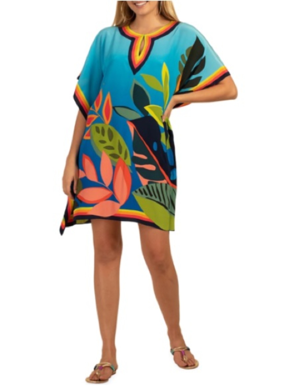 Trina Turk Blue Tropical Print Mini Dress - Picture 7 of 8